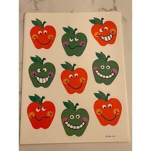 Apples, Emoji, Funny, Faces, Emotions, Smiles, Fruit, Fall, Sticker Sheet, Hallm